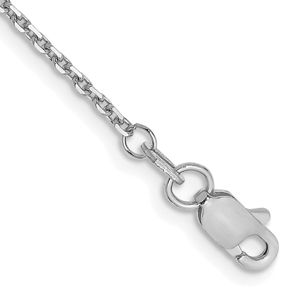 14K White Gold 1.4mm Diamond-cut Round Open Link Cable with Lobster Clasp Anklet
