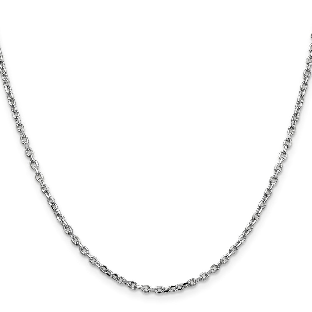 14K White Gold 2.2mm Diamond-cut Round Open Link Cable with Lobster Clasp Chain