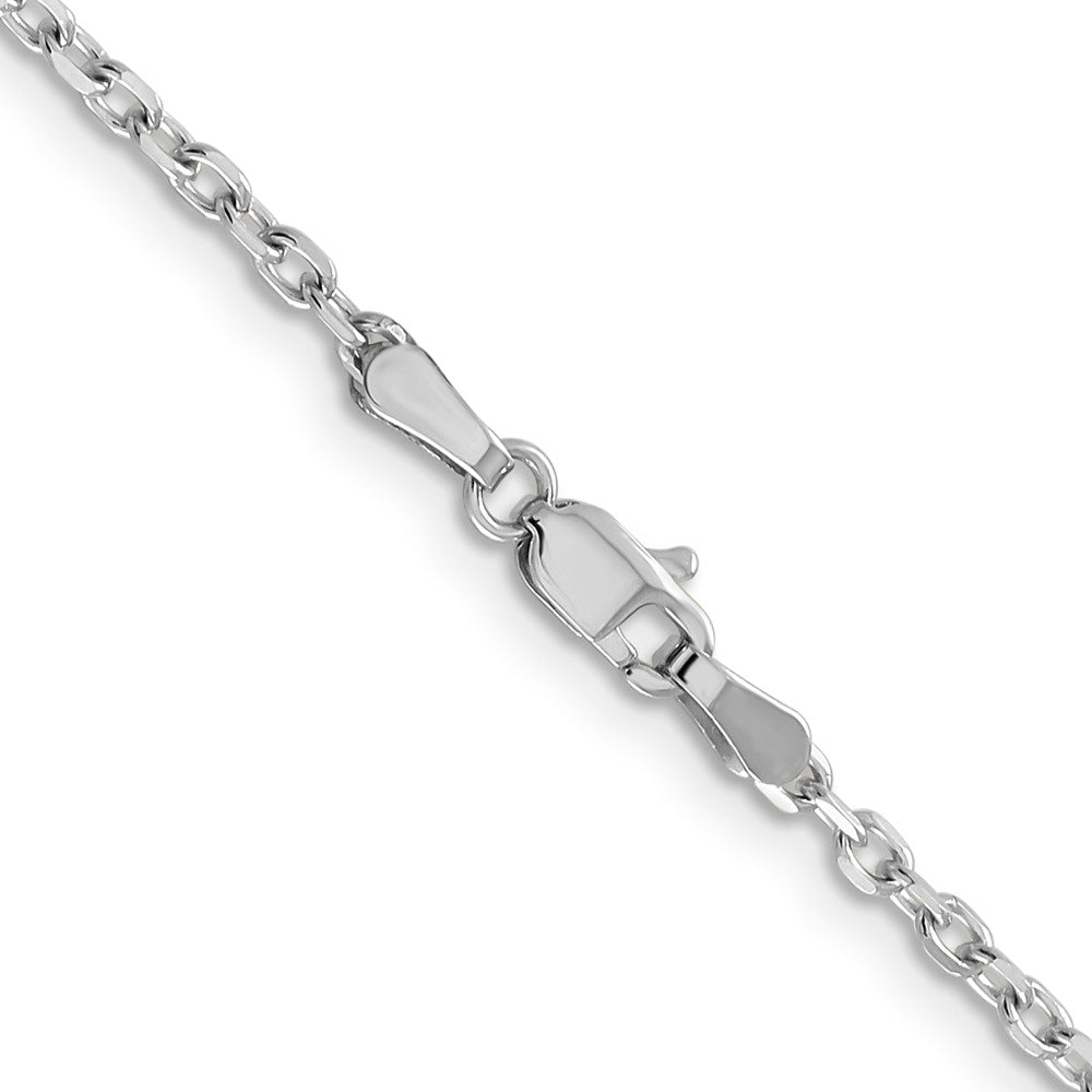 14K White Gold 2.2mm Diamond-cut Round Open Link Cable with Lobster Clasp Chain