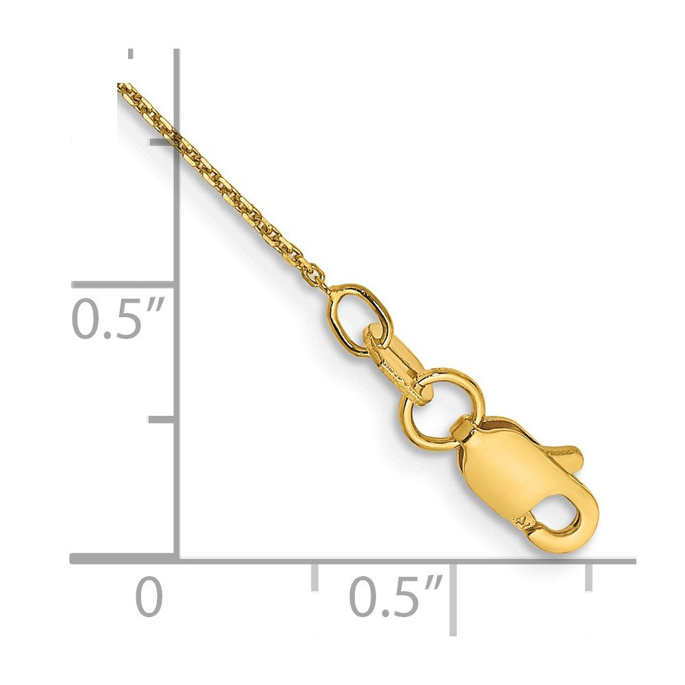 14K .8mm Diamond-cut Round Open Link Cable with Lobster Clasp Anklet