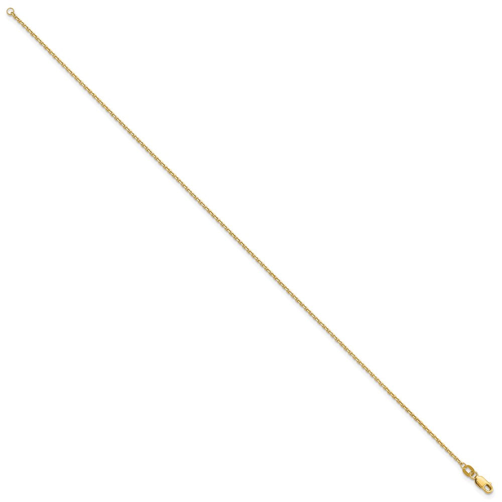 14K 1.4mm Diamond-cut Round Open Link Cable with Lobster Clasp Anklet