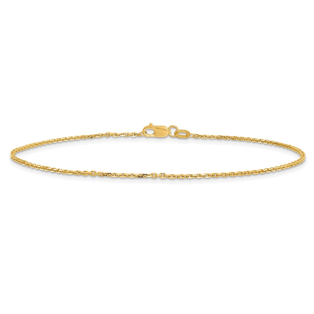 14K 1.4mm Diamond-cut Round Open Link Cable with Lobster Clasp Anklet