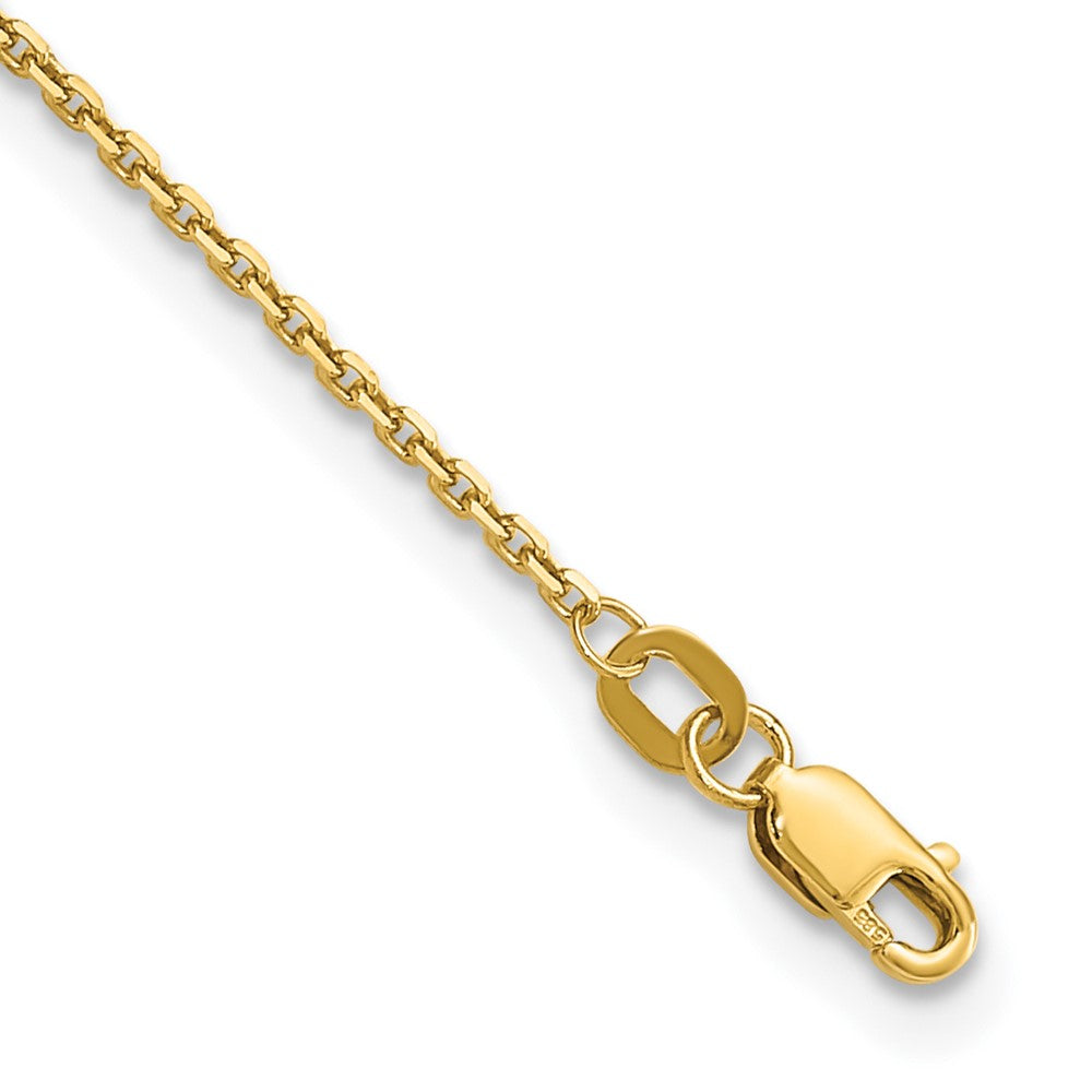 14K 1.4mm Diamond-cut Round Open Link Cable with Lobster Clasp Anklet