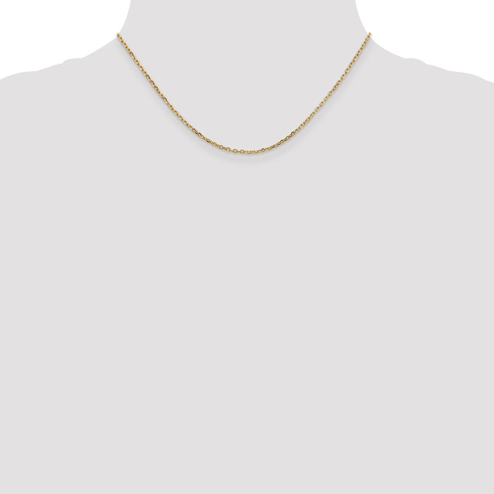 14K 1.8mm Diamond-cut Round Open Link Cable with Lobster Clasp Chain