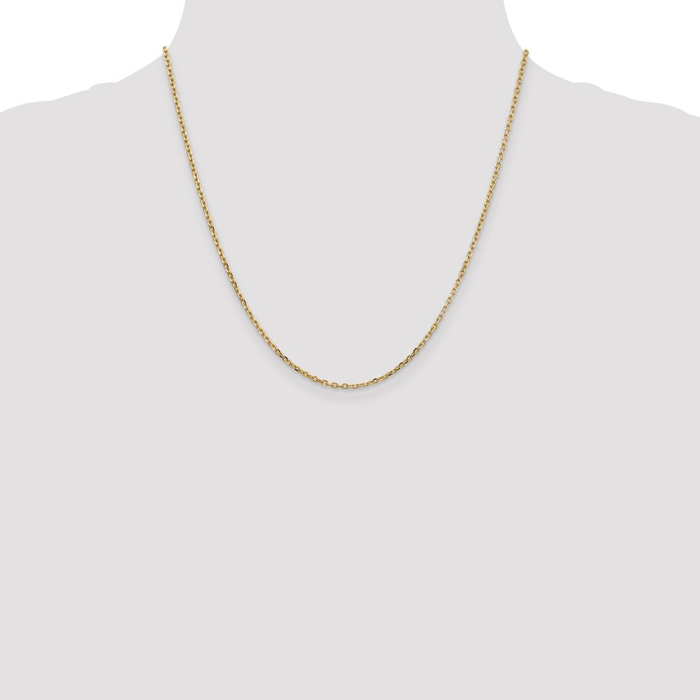 14K 1.8mm Diamond-cut Round Open Link Cable with Lobster Clasp Chain