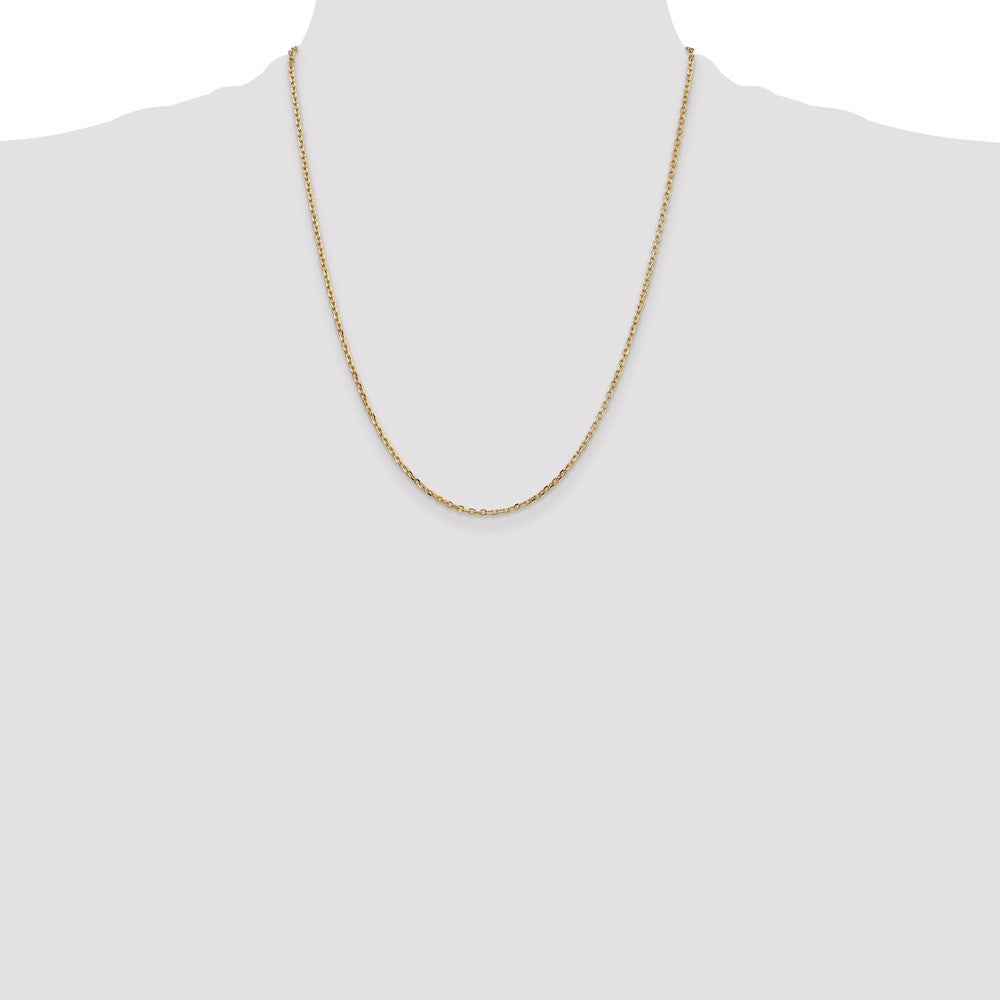 14K 1.8mm Diamond-cut Round Open Link Cable with Lobster Clasp Chain