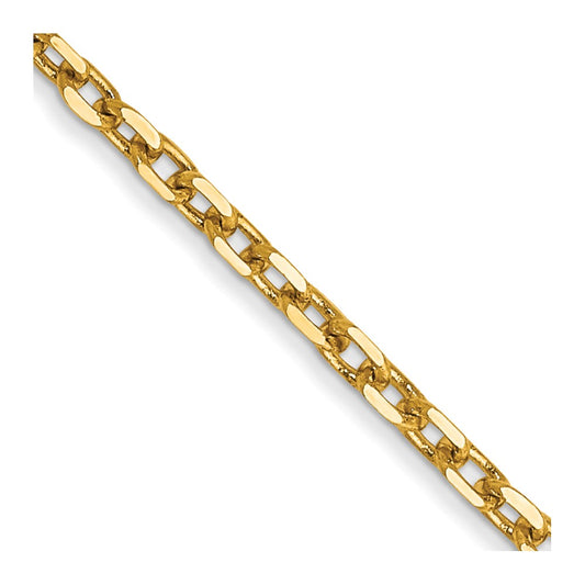 14K 1.8mm Diamond-cut Round Open Link Cable with Lobster Clasp Chain