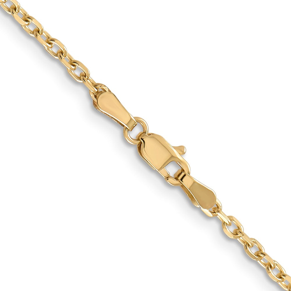 14K 2.2mm Diamond-cut Round Open Link Cable with Lobster Clasp Chain