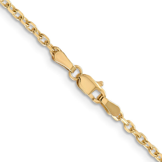 14K 2.2mm Diamond-cut Round Open Link Cable with Lobster Clasp Chain