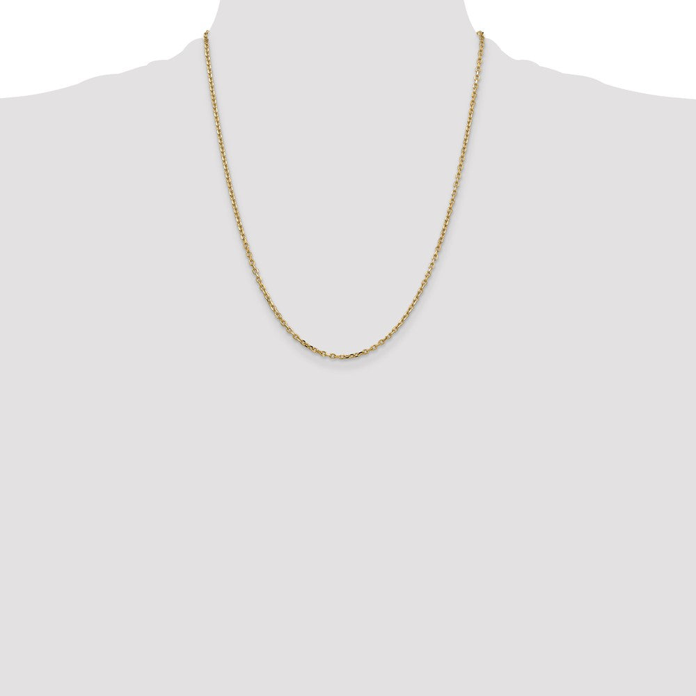 14K 2.2mm Diamond-cut Round Open Link Cable with Lobster Clasp Chain