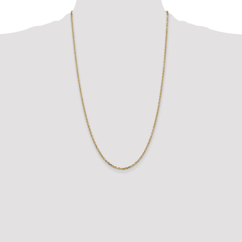 14K 2.2mm Diamond-cut Round Open Link Cable with Lobster Clasp Chain