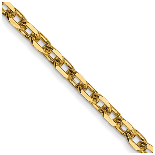 14K 2.2mm Diamond-cut Round Open Link Cable with Lobster Clasp Chain