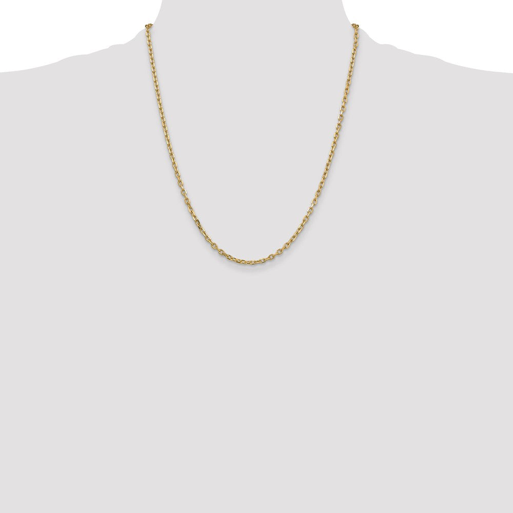 14K 3mm Diamond-cut Round Open Link Cable with Lobster Clasp Chain