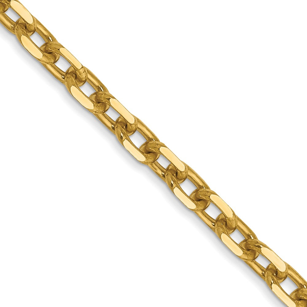 14K 3mm Diamond-cut Round Open Link Cable with Lobster Clasp Chain