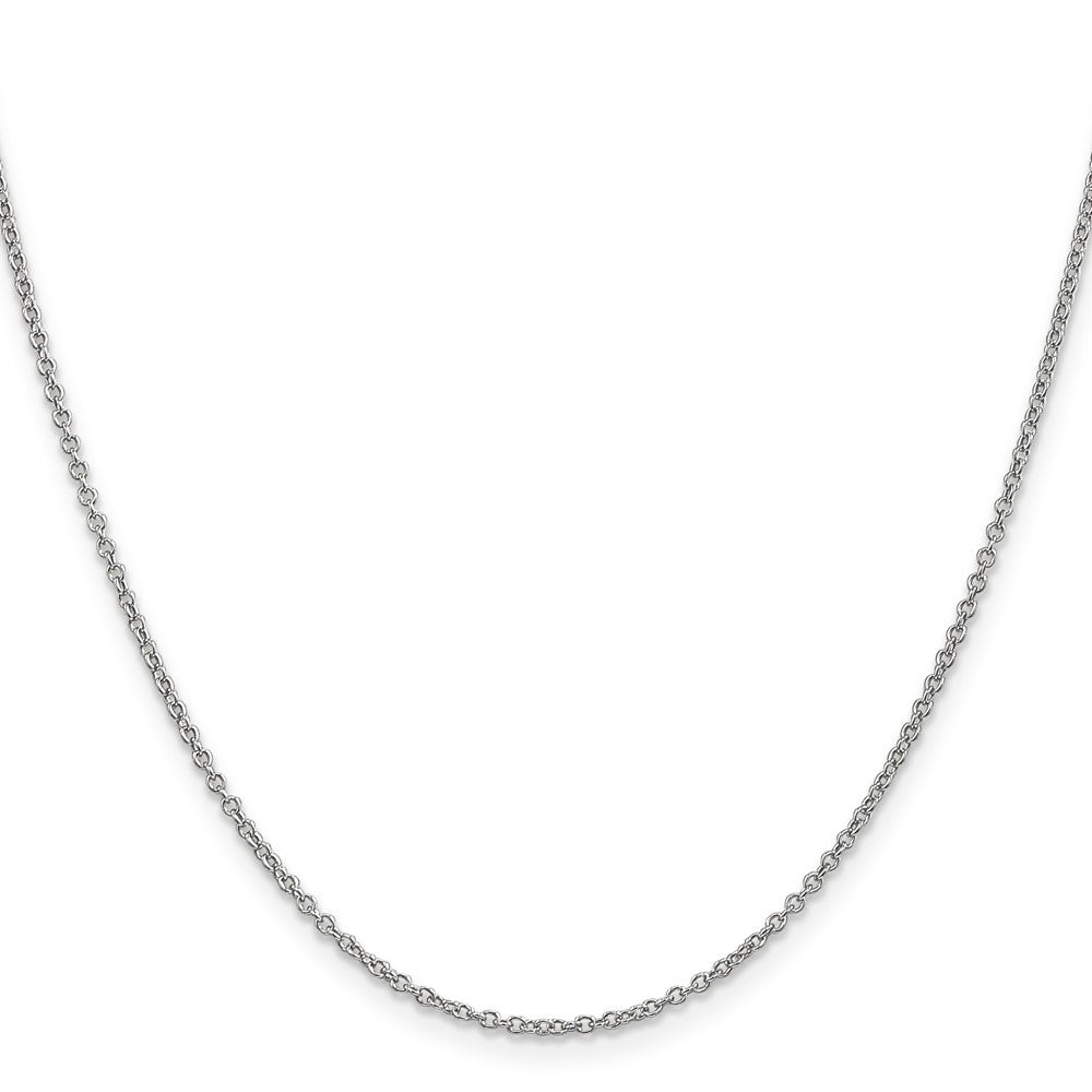 14K White Gold 1.4mm Round Open Wide Link Cable with Lobster Clasp Chain