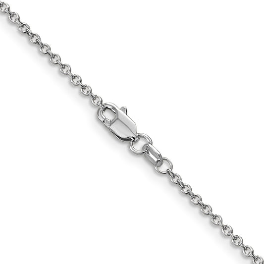 14K White Gold 1.4mm Round Open Wide Link Cable with Lobster Clasp Chain