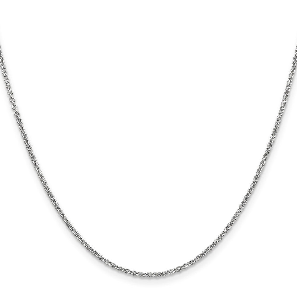 14K White Gold 1.6mm Round Open Link Cable with Lobster Clasp Chain