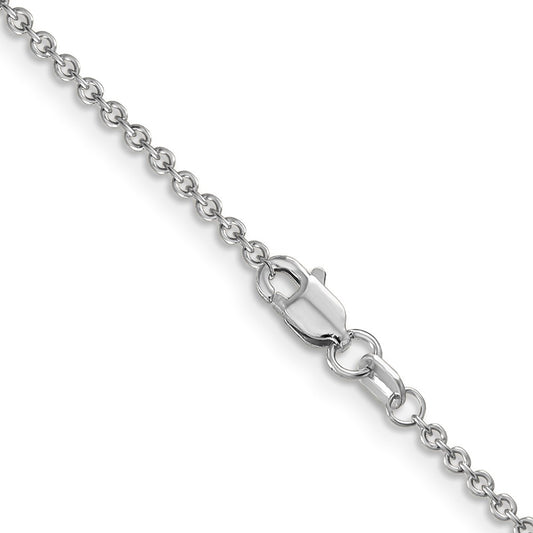 14K White Gold 1.6mm Round Open Link Cable with Lobster Clasp Chain
