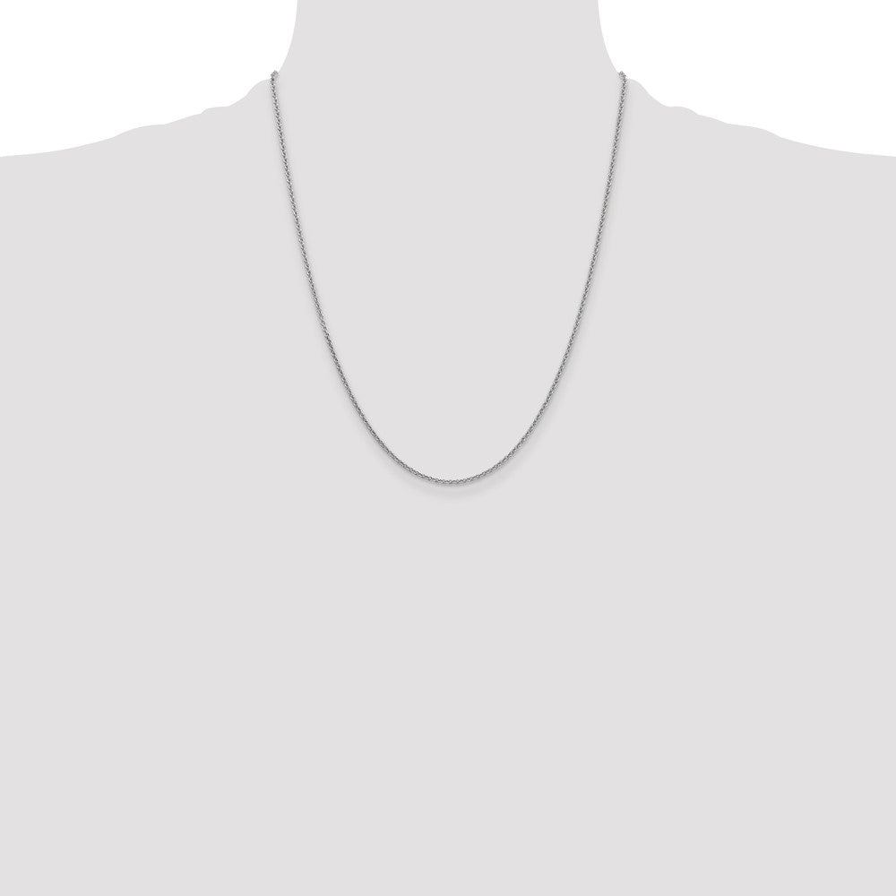 14K White Gold 1.6mm Round Open Link Cable with Lobster Clasp Chain