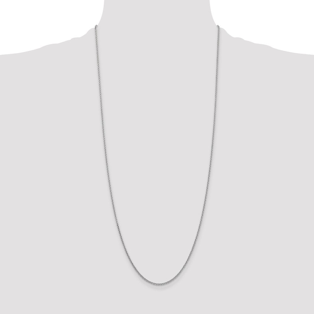 14K White Gold 1.6mm Round Open Link Cable with Lobster Clasp Chain