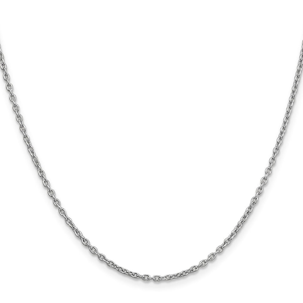14K White Gold 2mm Round Open Link Cable with Lobster Clasp Chain