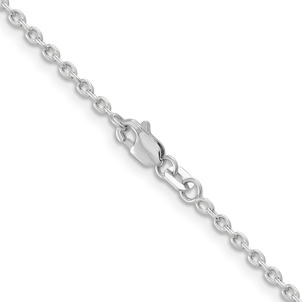14K White Gold 2mm Round Open Link Cable with Lobster Clasp Chain