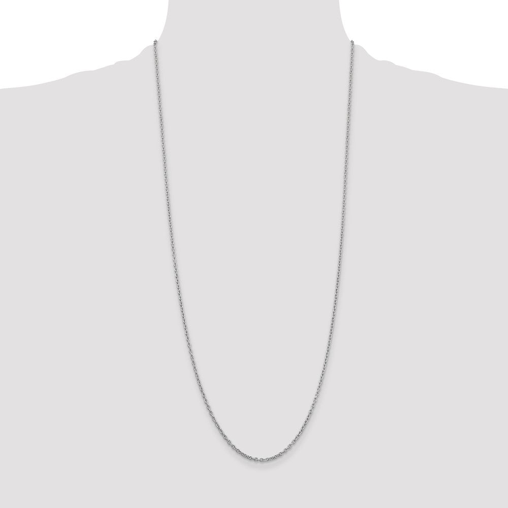 14K White Gold 2mm Round Open Link Cable with Lobster Clasp Chain