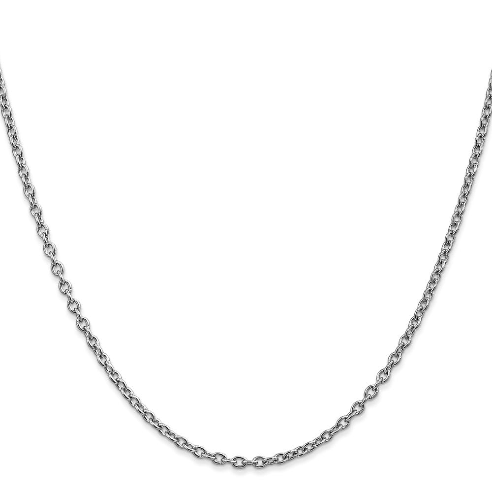 14K White Gold 2.4mm Round Open Link Cable with Lobster Clasp Chain