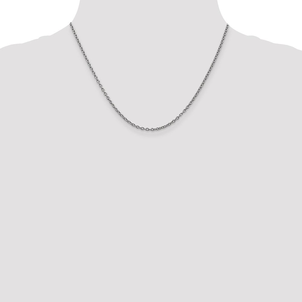 14K White Gold 2.4mm Round Open Link Cable with Lobster Clasp Chain