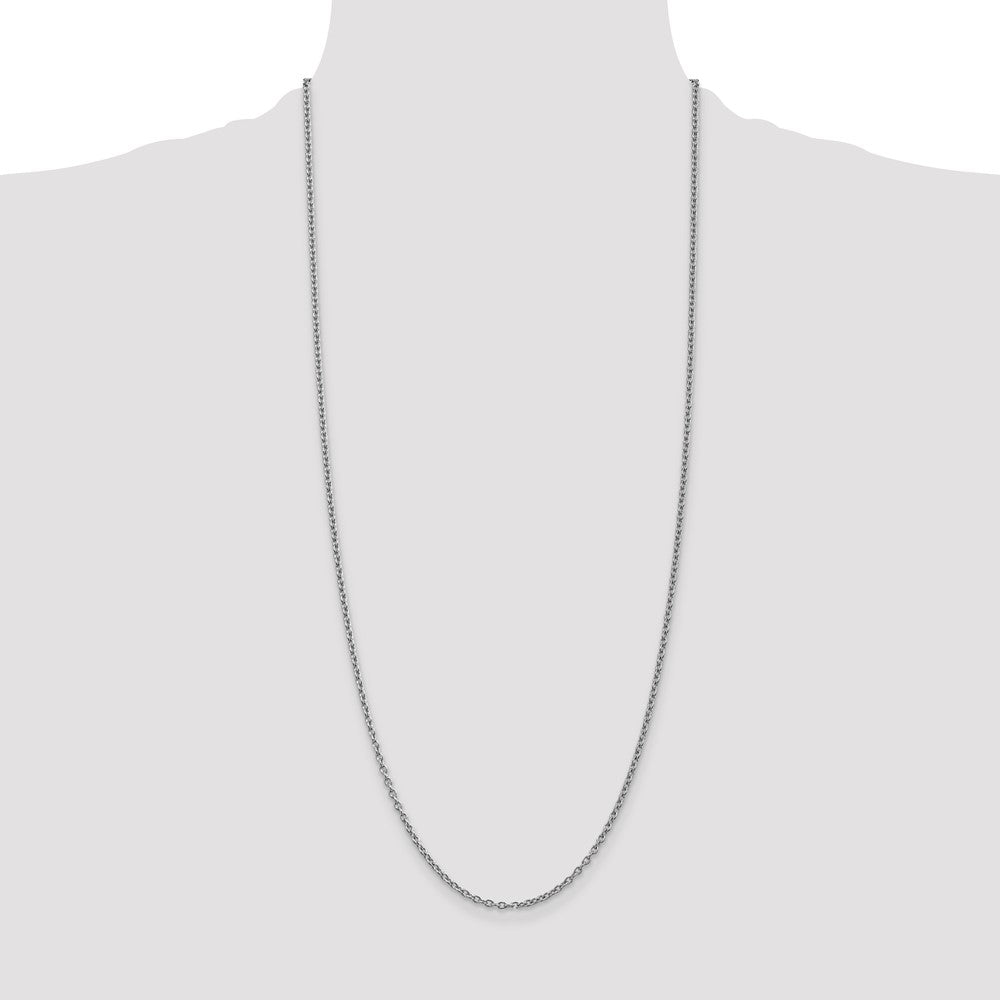 14K White Gold 2.4mm Round Open Link Cable with Lobster Clasp Chain