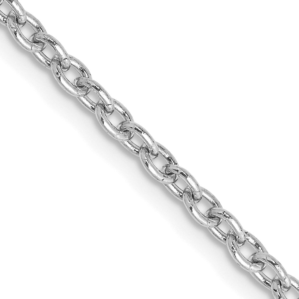14K White Gold 2.4mm Round Open Link Cable with Lobster Clasp Chain