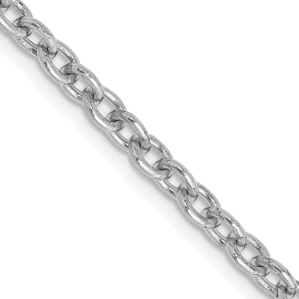 14K White Gold 3.2mm Round Open Link Cable with Lobster Clasp Chain