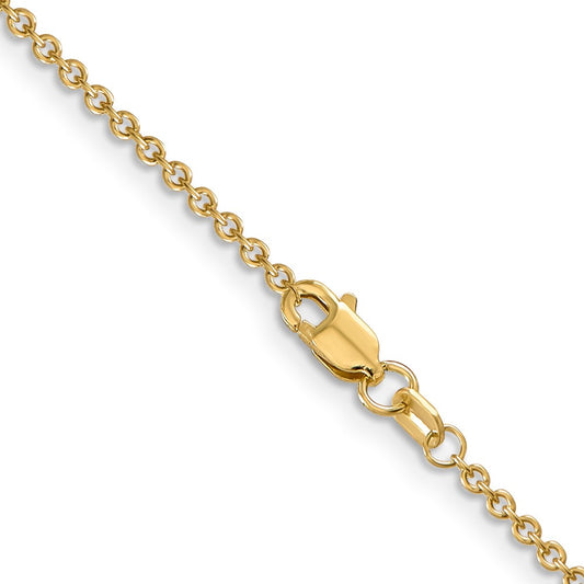 14K 1.6mm Round Open Link Cable with Lobster Clasp Chain