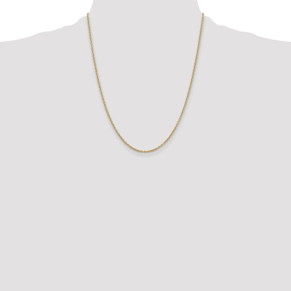 14K 2mm Round Open Link Cable with Lobster Clasp Chain