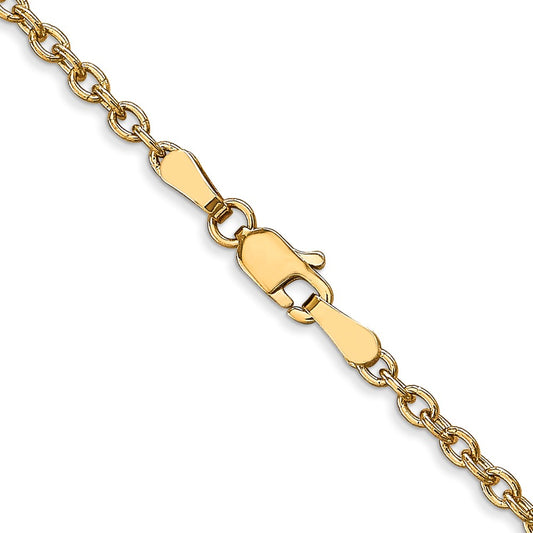 14K 2.4mm Round Open Link Cable with Lobster Clasp Chain