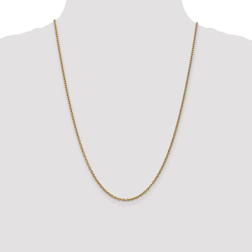 14K 2.4mm Round Open Link Cable with Lobster Clasp Chain