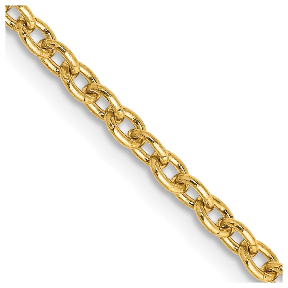14K 2.4mm Round Open Link Cable with Lobster Clasp Chain
