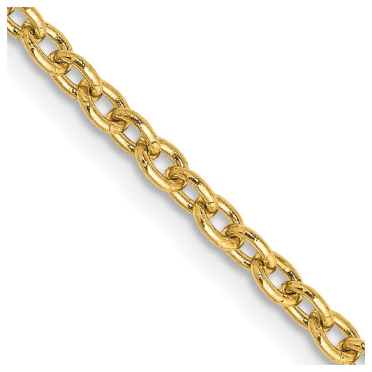 14K 2.4mm Round Open Link Cable with Lobster Clasp Chain