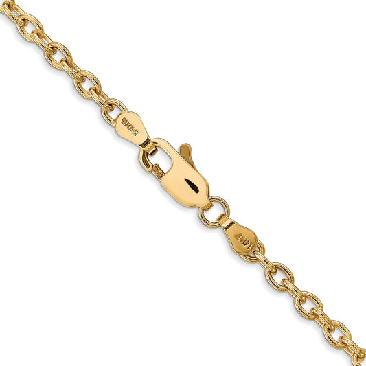 14K 3.2mm Round Open Link Cable with Lobster Clasp Chain