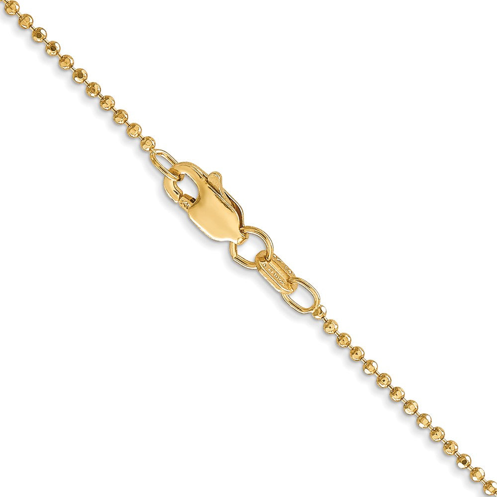 14K 1.2mm Diamond-cut Beaded with Lobter Clasp Pendant Chain