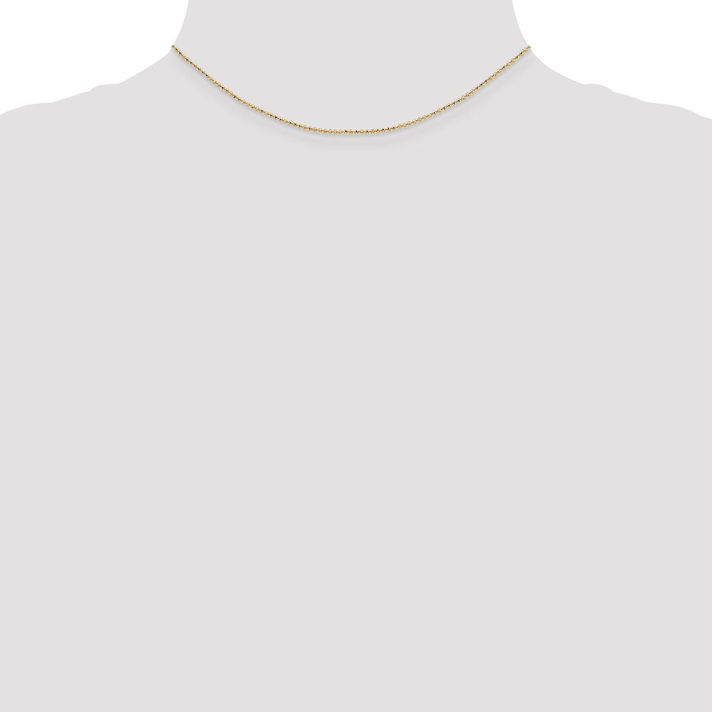 14K 1.2mm Diamond-cut Beaded with Lobter Clasp Pendant Chain