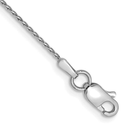 14K White Gold .8mm Diamond-cut Parisian Wheat with Lobster Clasp Anklet