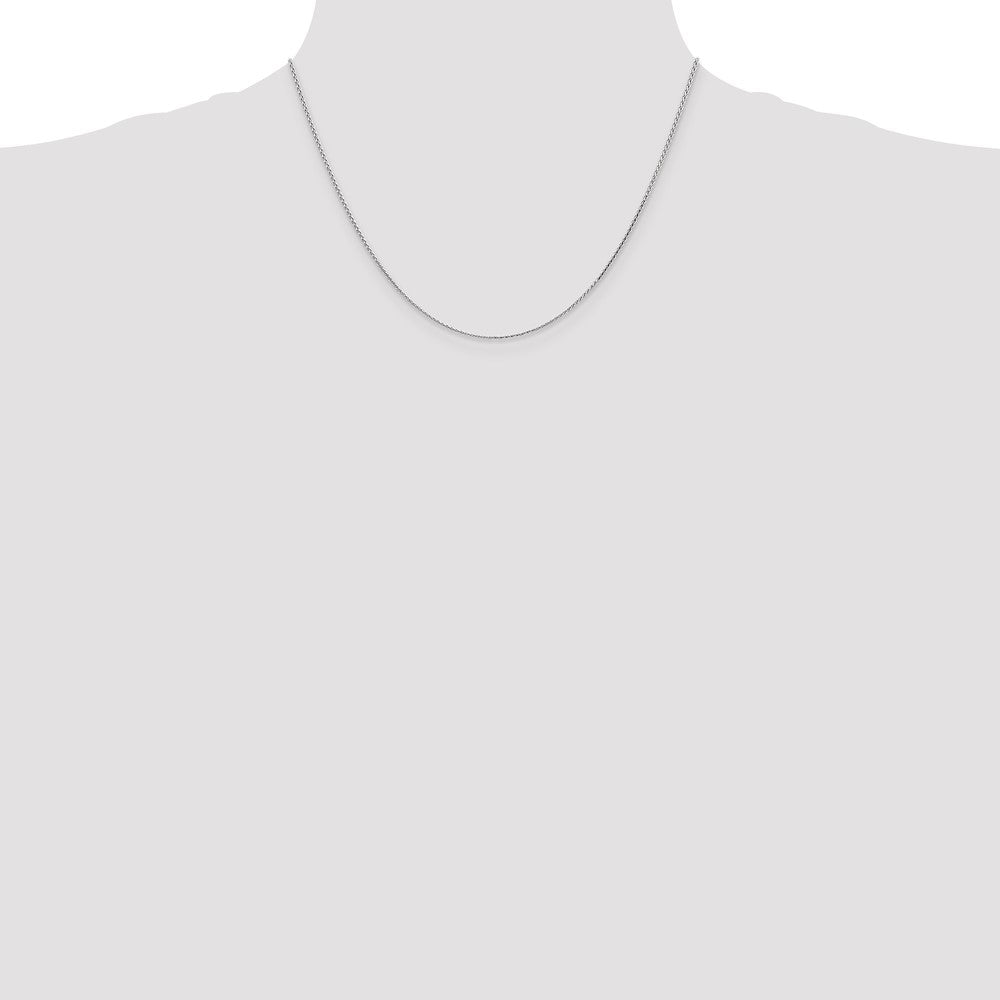 14K White Gold 1mm Diamond-cut Parisian Wheat with Lobster Clasp Chain