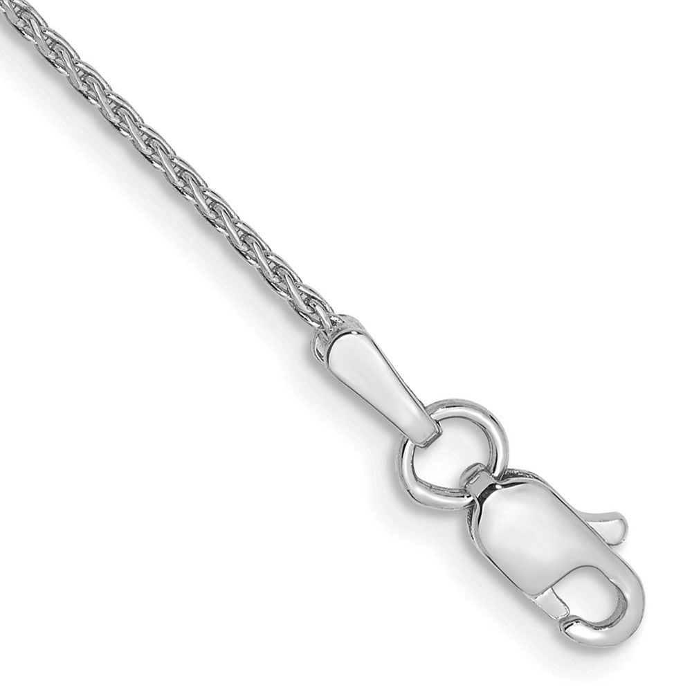 14K White Gold 1mm Diamond-cut Parisian Wheat with Lobster Clasp Anklet