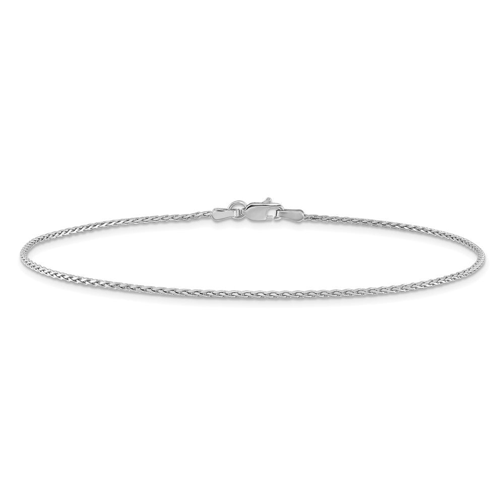 14K White Gold 1.5mm Diamond-cut Parisian Wheat with Lobster Clasp Anklet