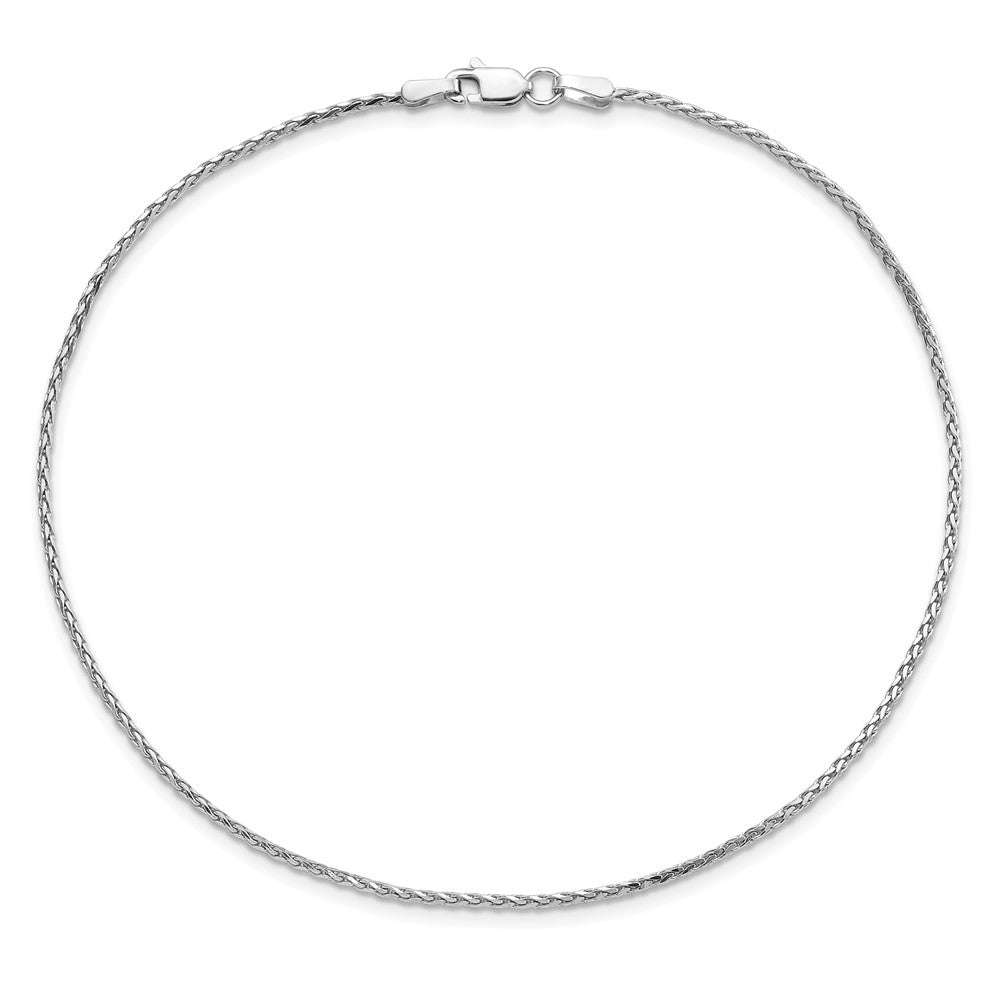 14K White Gold 1.5mm Diamond-cut Parisian Wheat with Lobster Clasp Anklet