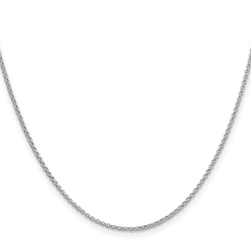 14K White Gold 1.55mm Rolo with Lobster Clasp Pendant Chain