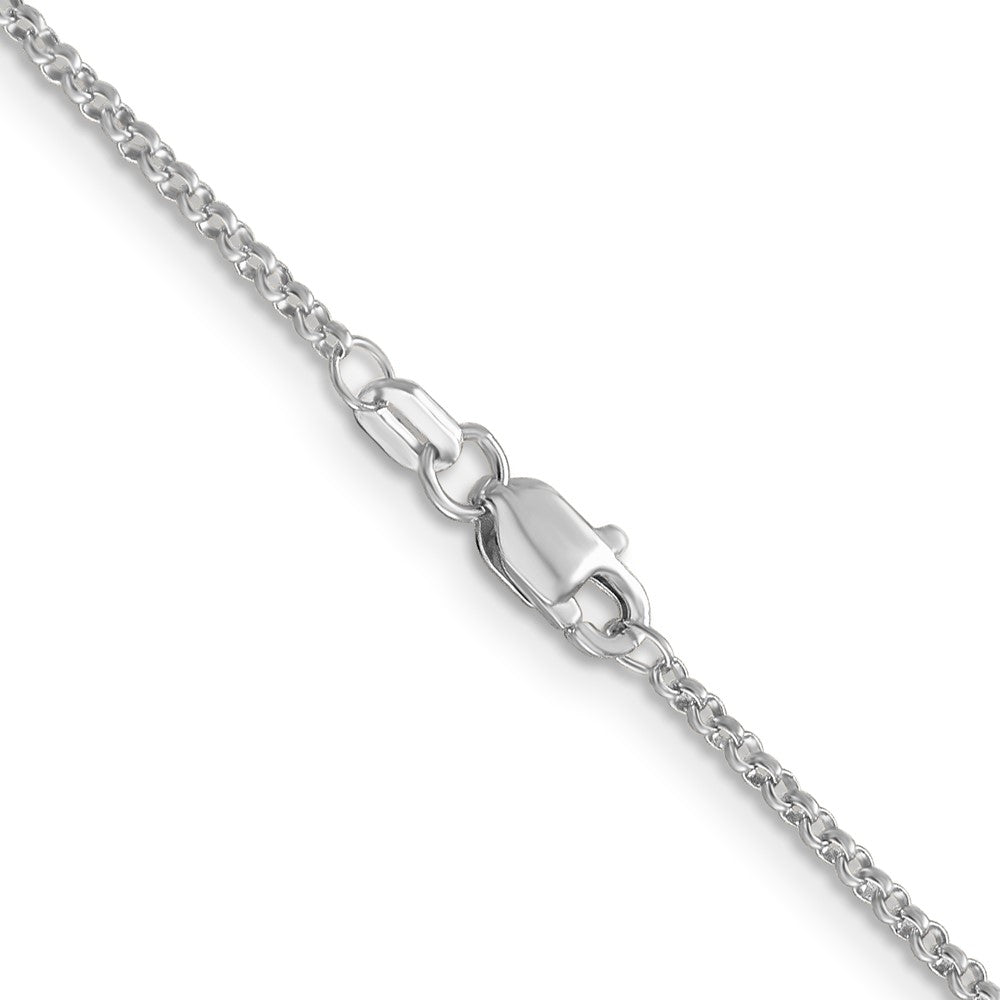 14K White Gold 1.55mm Rolo with Lobster Clasp Pendant Chain