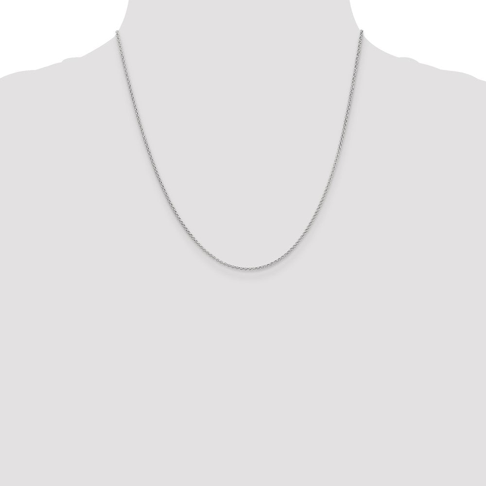 14K White Gold 1.55mm Rolo with Lobster Clasp Pendant Chain