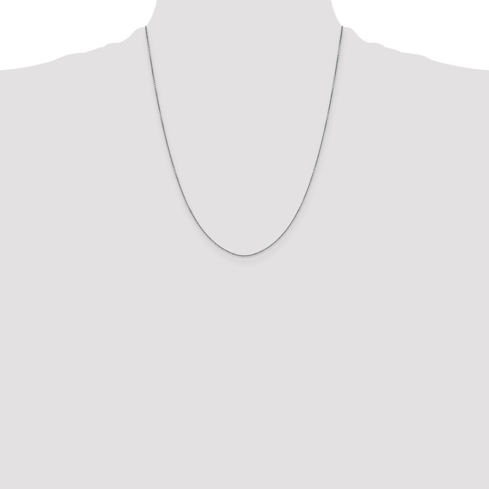 14K White Gold .9mm Diamond-cut Round Open Link Cable with Lobster Clasp Chain